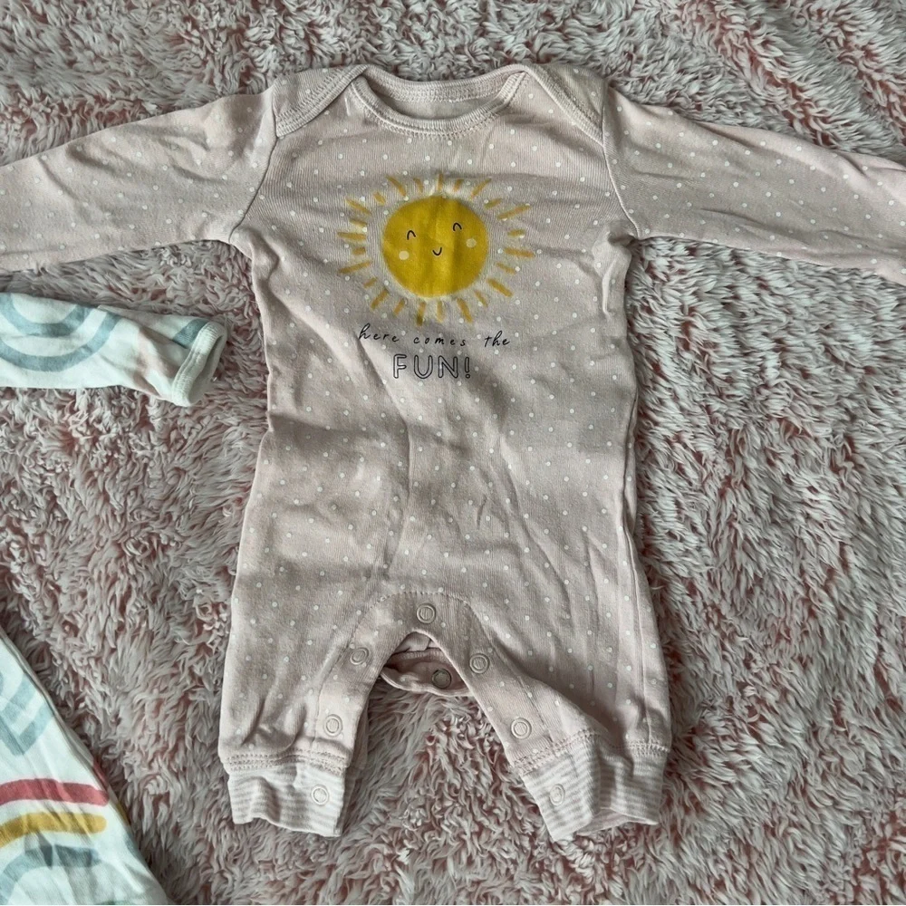 Carter’s Bundle Baby Girl Infant Newborn Sleeper Pajamas Pink Rainbow Cotton